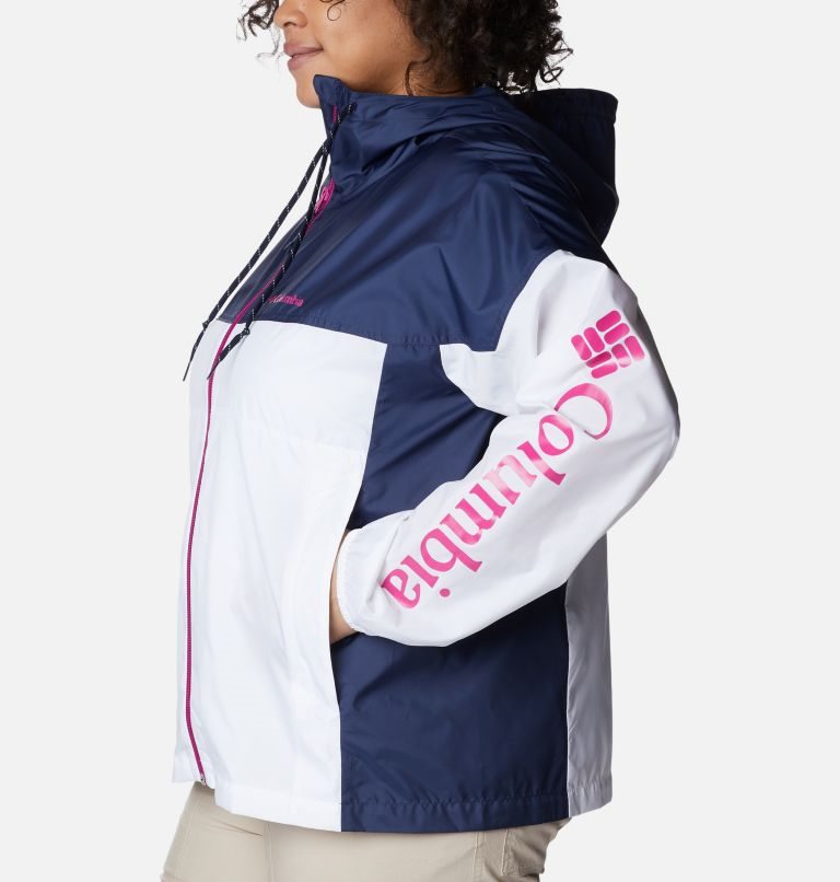 Jacheta Columbia Flash Challenger Novelty Windbreaker Dama Albi Bleumarin | Plus Size DI07Z98QM